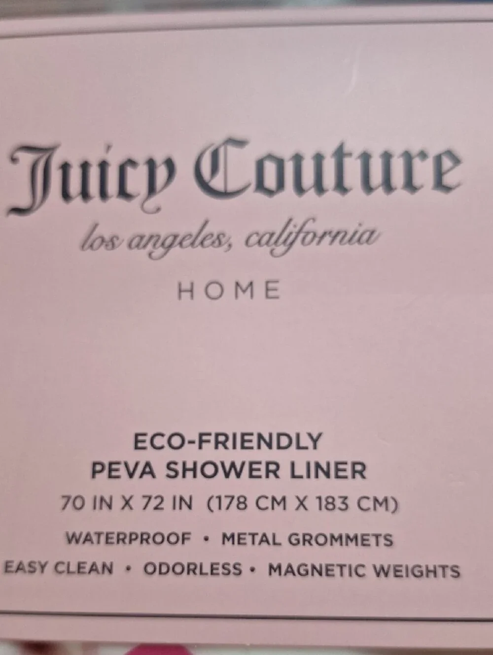 Juicy Couture White Shower Liner with Pink Script Logo